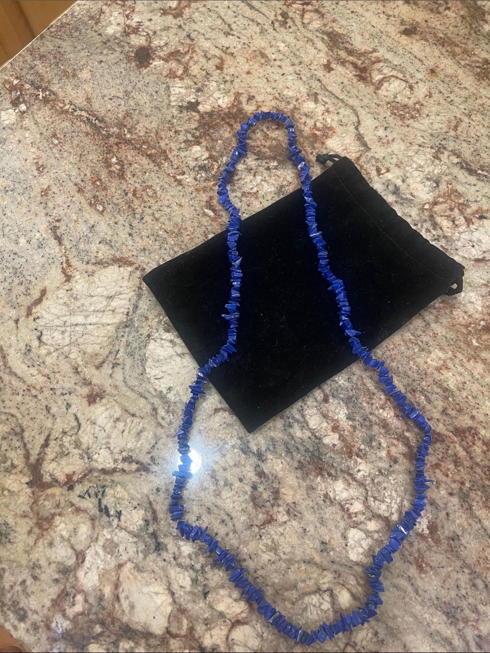 lapis beaded necklace 15”